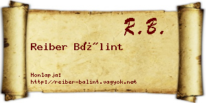 Reiber Bálint névjegykártya