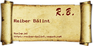 Reiber Bálint névjegykártya